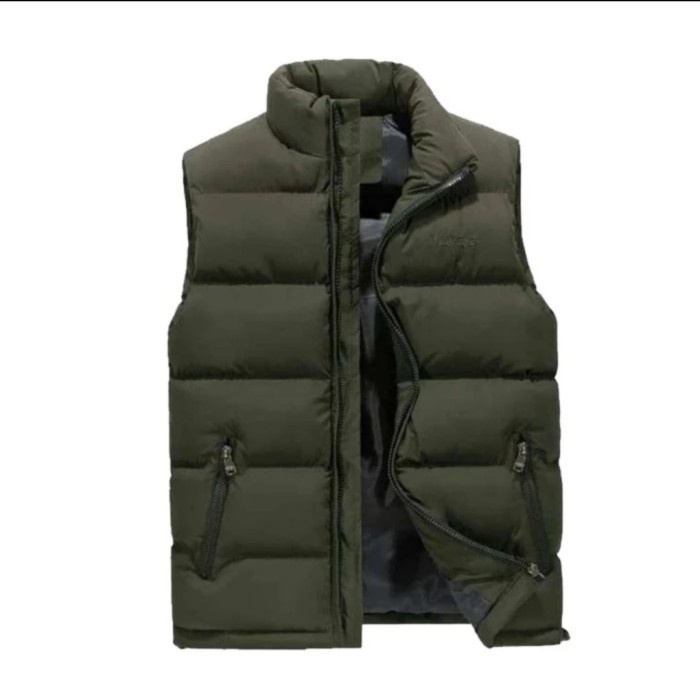 rompi pria puffer vest best quality - Army, M