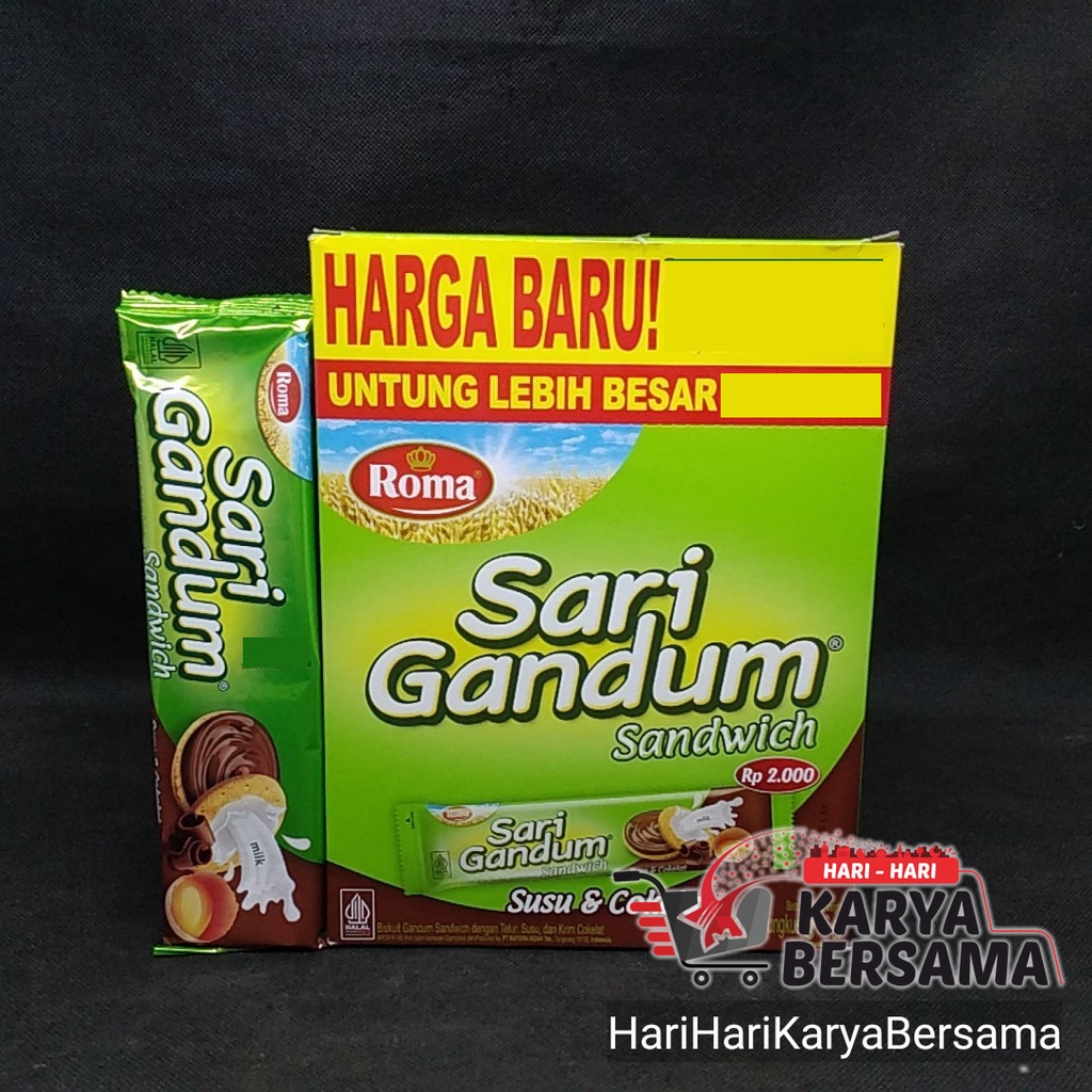 

ROMA SARI GANDUM SUSU DAN COKELAT BOX 12'S X 36GR