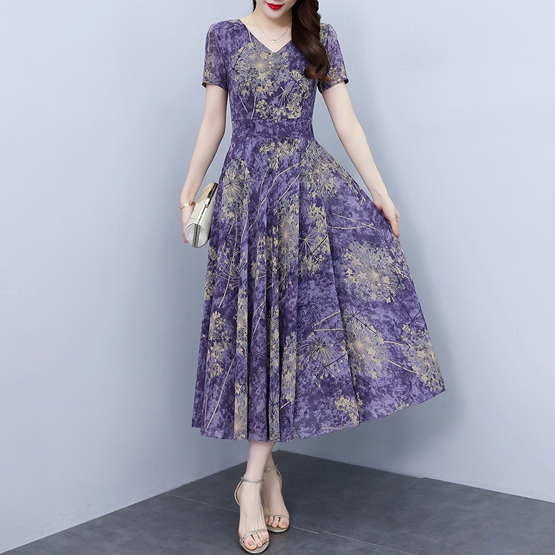 FAN 2023 gaun sifon sutra ukuran besar Korea yang baru/long dress sifon/baju wanita korea