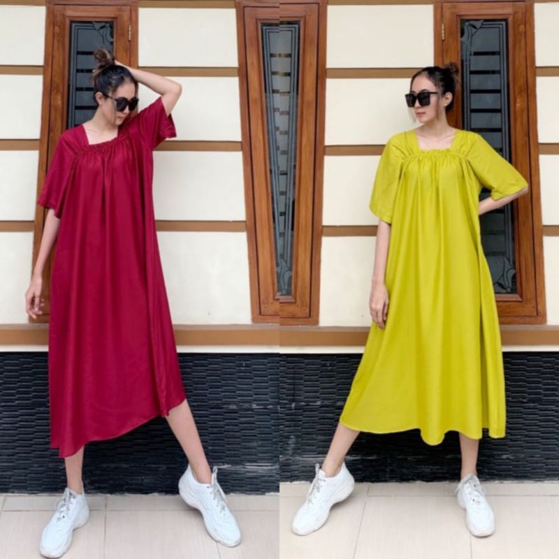 Zara Dress Polos Rayon Premium / Daster Viral / Daster Polos Jumbo / Midi Dress Korea / Home Dress K
