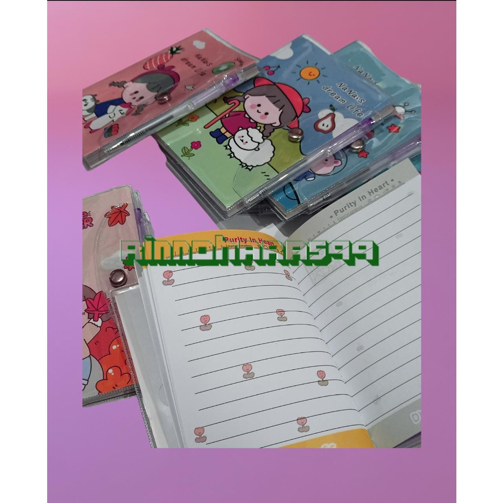 

BUKU KECIL PLUS BOLPOIN DIARY/NOTEBOOK KECIL /BUKU CATATAN KECIL PLUS BOLPOIN BERKARAKTER