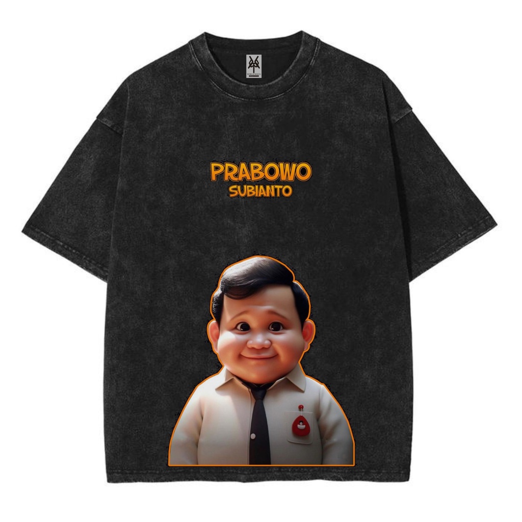 Kaos oversize prabowo subianto cute v4 washed washing vintage tee