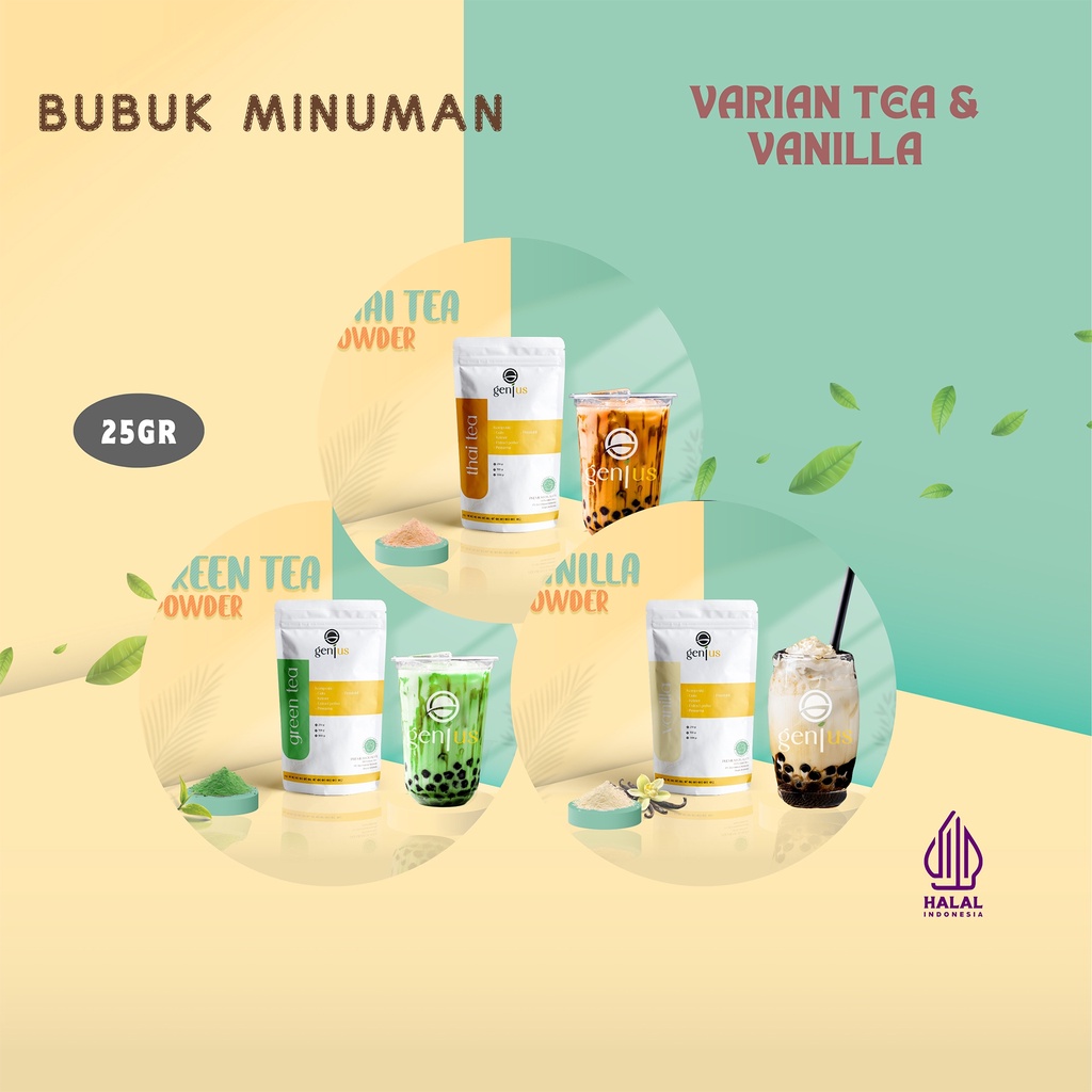 

bubuk minuman rasa varian tea 25gr serbuk minuman aneka rasa bubuk minuman aneka rasa green tea powder bubuk minuman thai tea