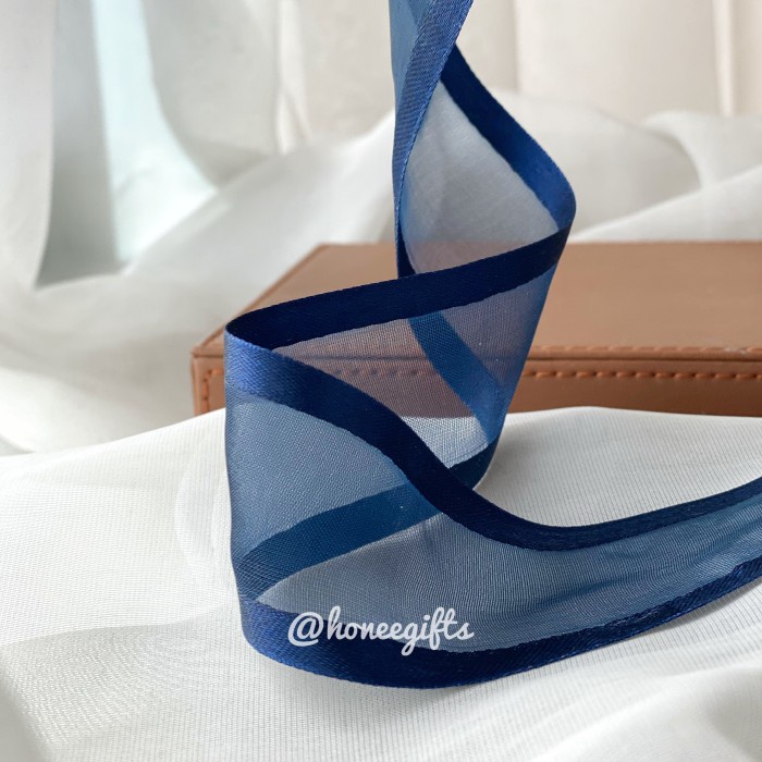 

Pita lebaran organdi organza deep blue royal mewah biru tua elegan