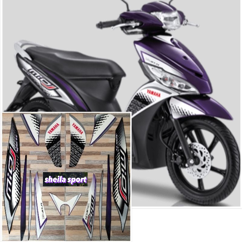 Striping mio j Stiker Yamaha Mio J ungu hitam tahun 2013 2014