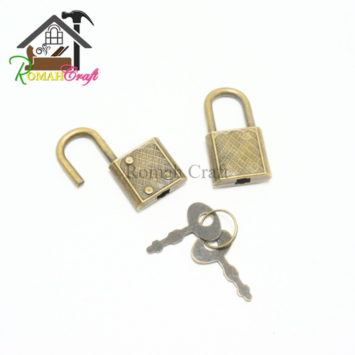 Kunci Gembok Box Antik 30 x 17 mm Kunci Kotak Box Perhiasan Buku Diary