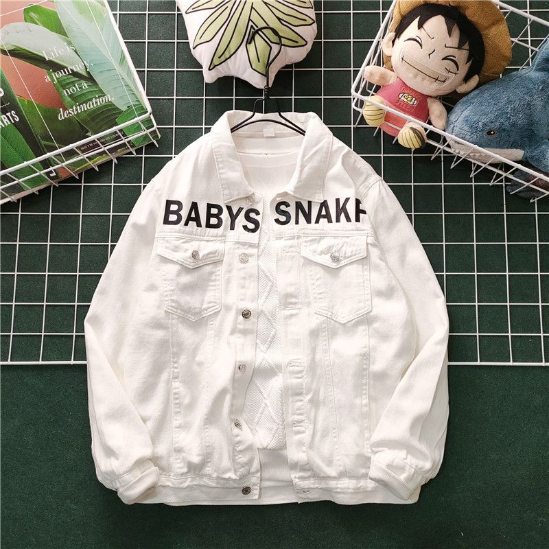 Printed trendy workwear jacket slim fit top denim jacket for men