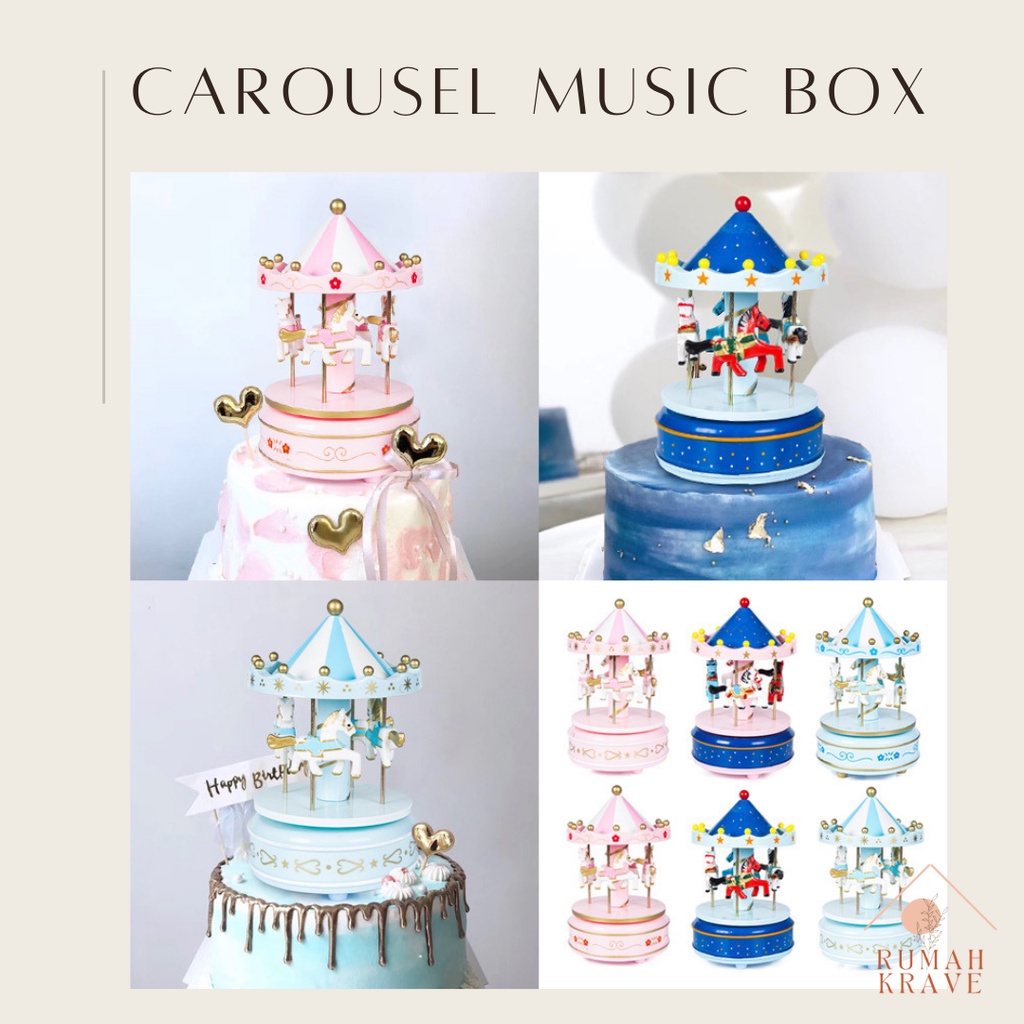 RUMAH KRAVE - Carousel Music Box Kotak Music Komedi Putar Cake Topper