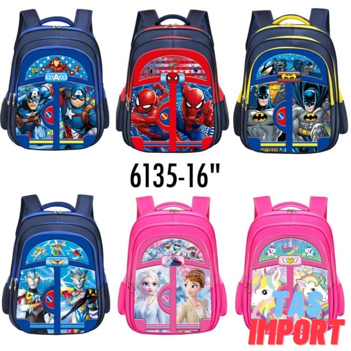 Tas Anak Sekolah Ransel 185 Import TK SD Ultraman Kuda Poni Spiderman