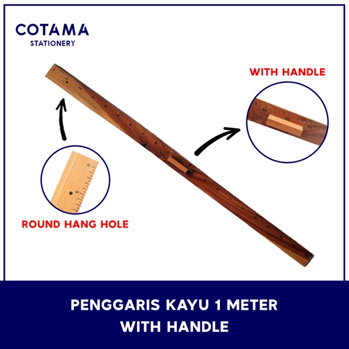 

Penggaris Kayu Papan Tulis Panjang 1 meter / 100 cm dengan Handle