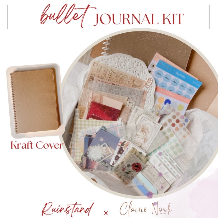 

Bullet Journal Kit Healing - Jurnal Kit - Scrapbook Kit Clairie Nook - Cover Kraft, Blank Page