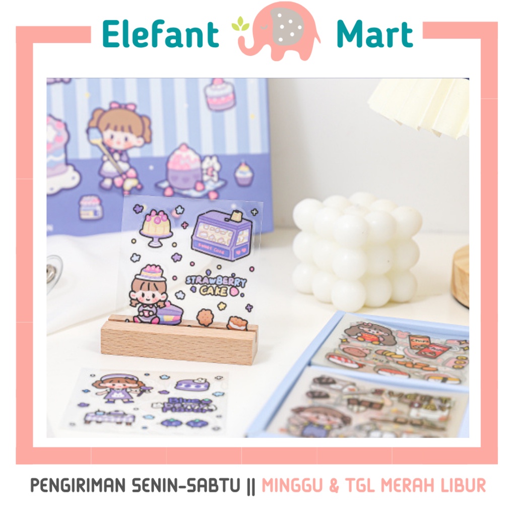 

ELEFANT 1 Lembar Stiker 2D Waterproof Sticker Botol Minum Viral Diary Scrapbook DIY PET PVC Tumblr Transparan Jurnal Lucu Aesthetic Korea