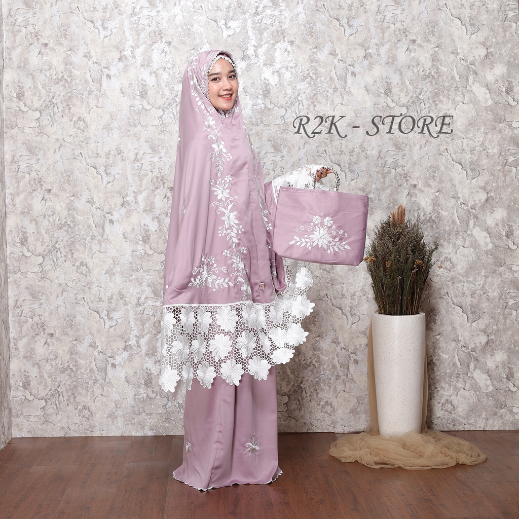 Mukena Dewasa Terbaru Bordir Syahrini Bahan Sutra Velvet// MUKENA / MUKEAN POUCH / MUKENA JUMBO / MU