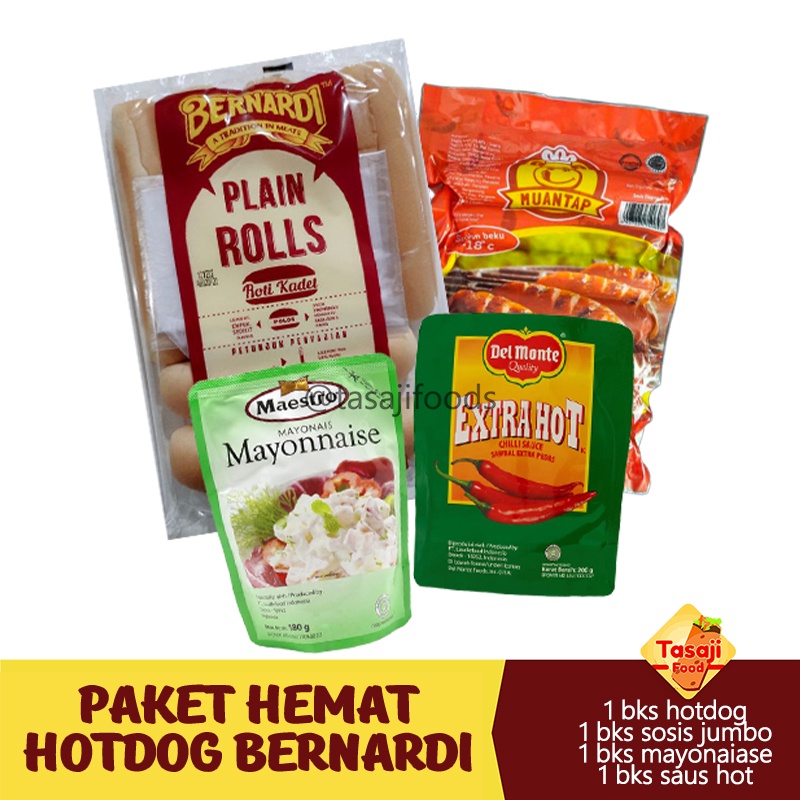 

Paket Hemat Hotdog Bernardi Dilengkapi dengan Saus Dan Mayonaise