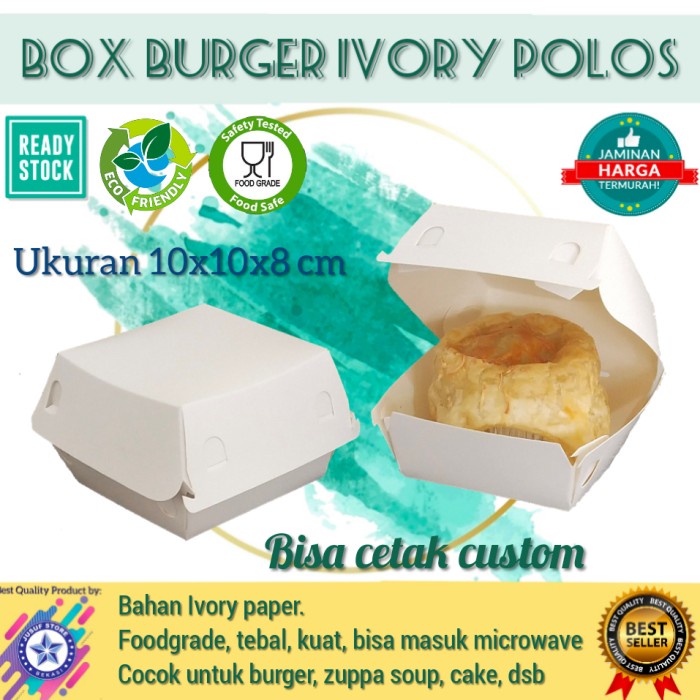 Box Burger/ Zuppa Putih Polos @50pcs Simple pack