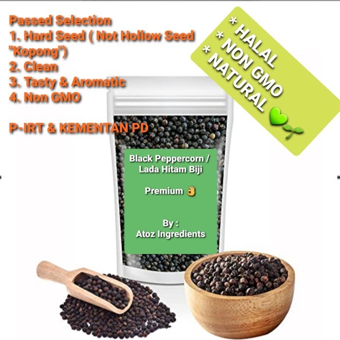 

BEST SELLER LADA HITAM UTUH BERSIH BERISI 500 GR/BLACK PEPPER WHOLE HIGIENIS 500GR