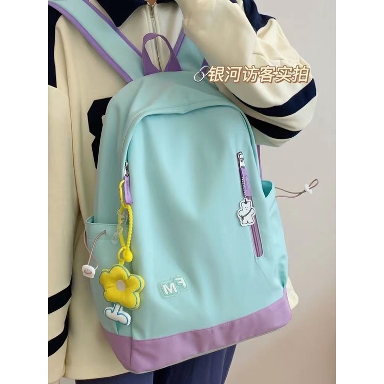 Tas Aroana Gaya Jepang Ins Kampus Gadis Kasual Hijau Mint Ransel Siswa Serbaguna Tas Sekolah Kapasit