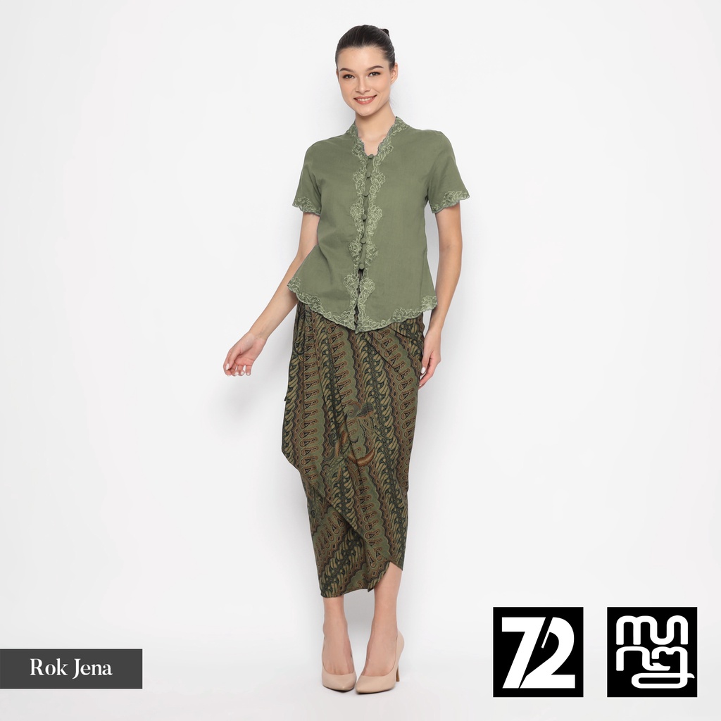 ROK BATIK SPAN Skirt Lilit Kebaya Instan Modern Wanita Motif Parang Seling Hijau Alam 724500 Cap 72 