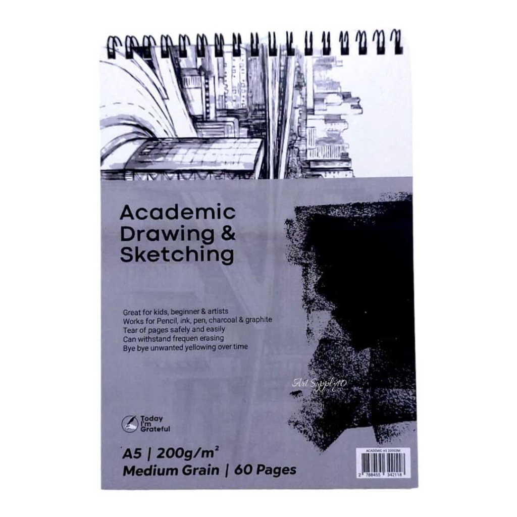 

Sketchbook Academic Spiral Wire Bound 200gsm A5 30 Sheets