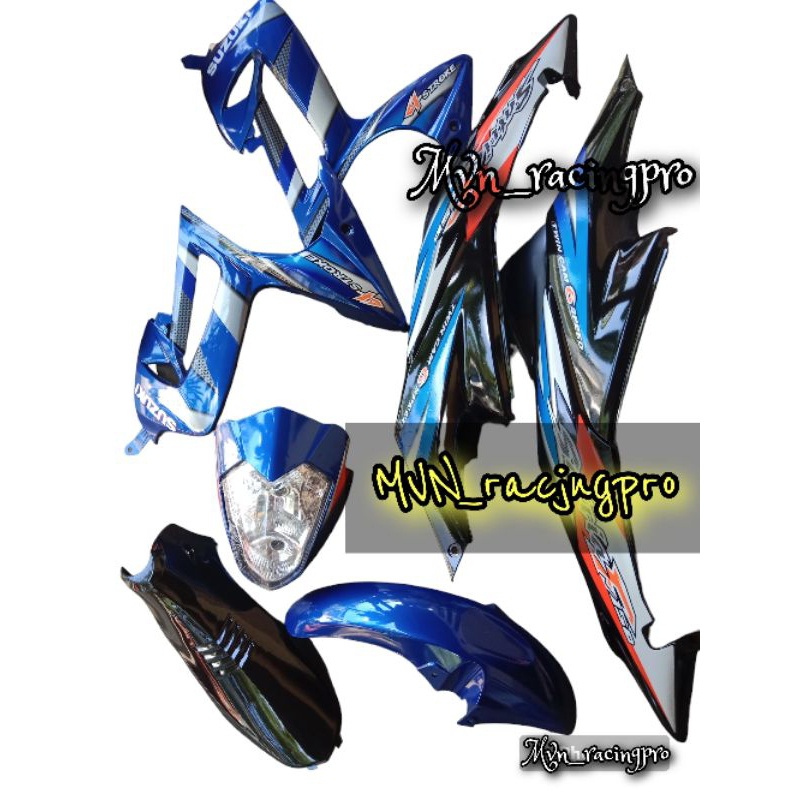 BISA COD Cover dek bodi body full set fullset halus biru hitam plus striping SUZUKI SATRIA F FU CBU 