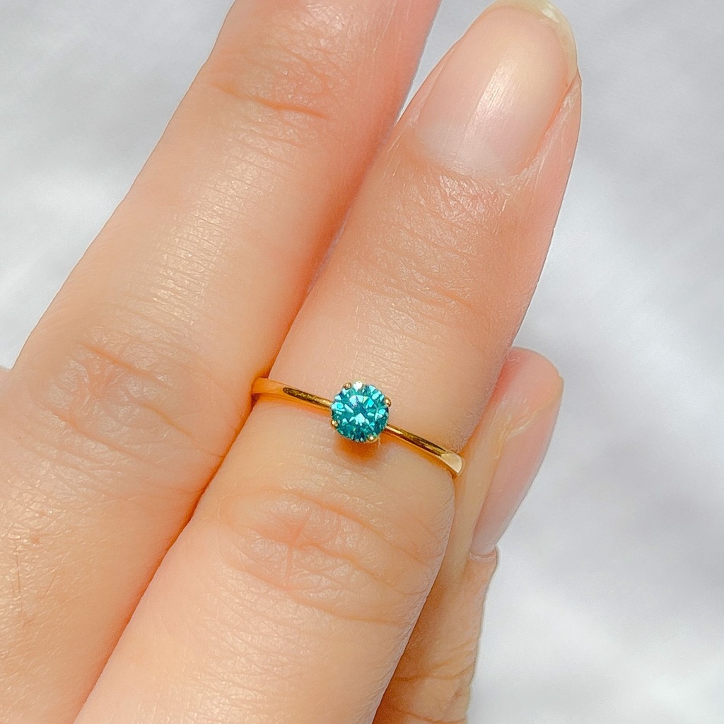 Cincin anak dan dewasa emas asli kadar 700 70% 16k 22 karat mata satu biru 1 gram gold rosegold whit