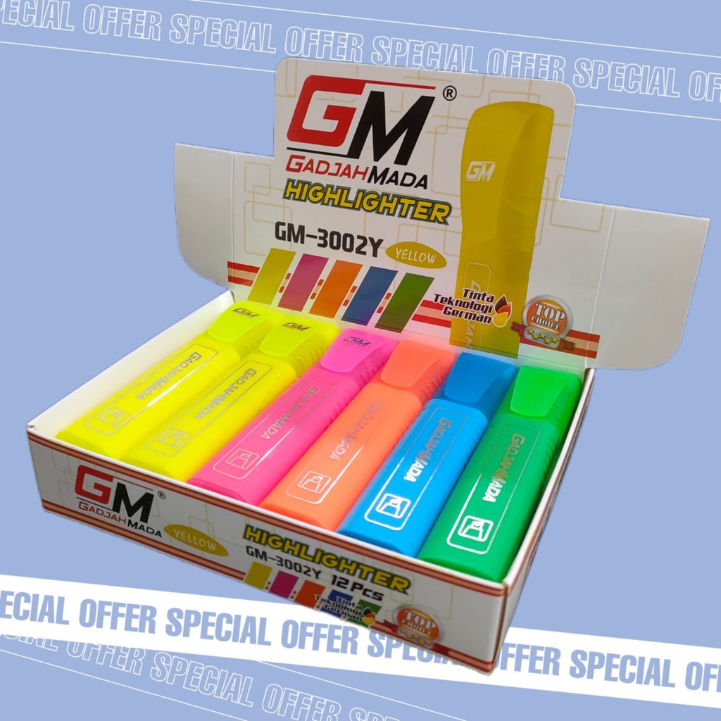 

JP Highlighter GM-3002 Warna Stationery ATK Alat Tulis Sekolah Kantor Anak Stabilo