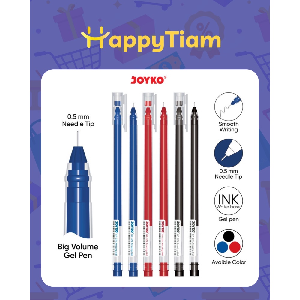 

GEL PEN JOYKO GP-378 0.5mm AMAZING GEL PULPEN PENA Pcs 0.5 MM