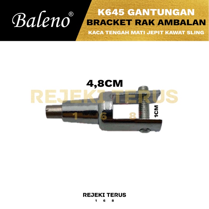 Gantungan K645 Bracket Rak Ambalan Kaca Tengah Mati Jepit Kawat Sling