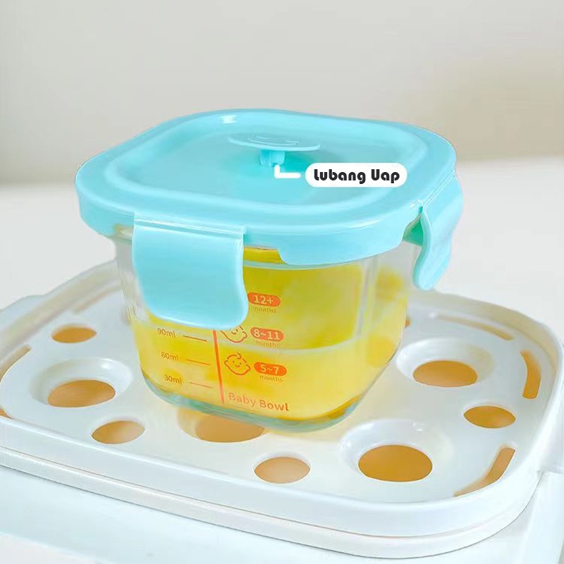 AYACHIE Glass Food Container - Wadah Makan Anti Tumpah - Food container baby kaca