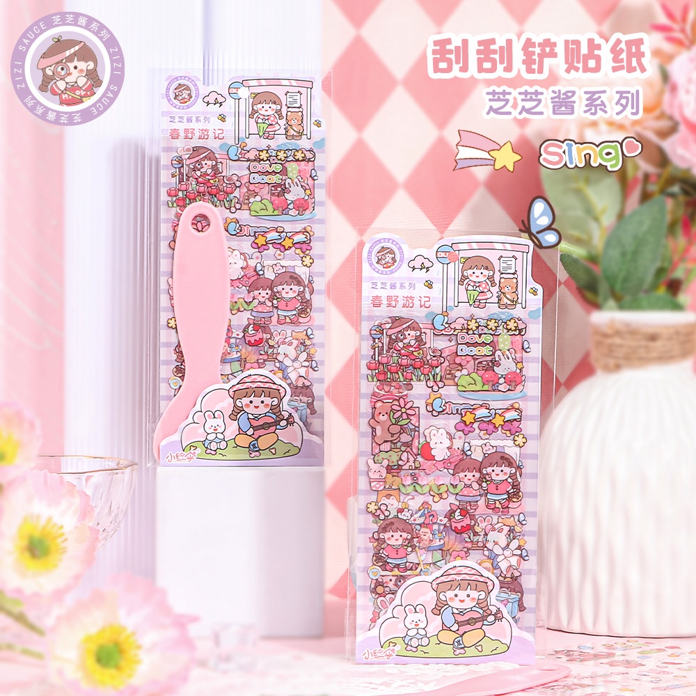 

(Gucin) (FREE SCRAPER) 4 LEMBAR STICKER AESTHETIC WATERPROOF KARTTUN JEPANG / STIKER AESTHETIC PACK FREE GOSOKAN STIKER