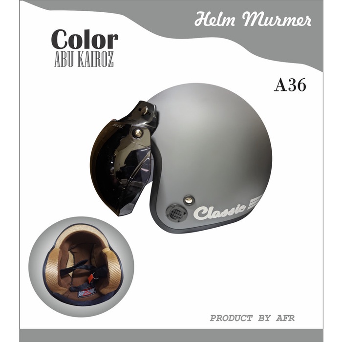 HELM BOGO CLASSIC AFR DEWASA SNI FULL LEHER - CLASSIC MURMER, HELM TANPA KACA