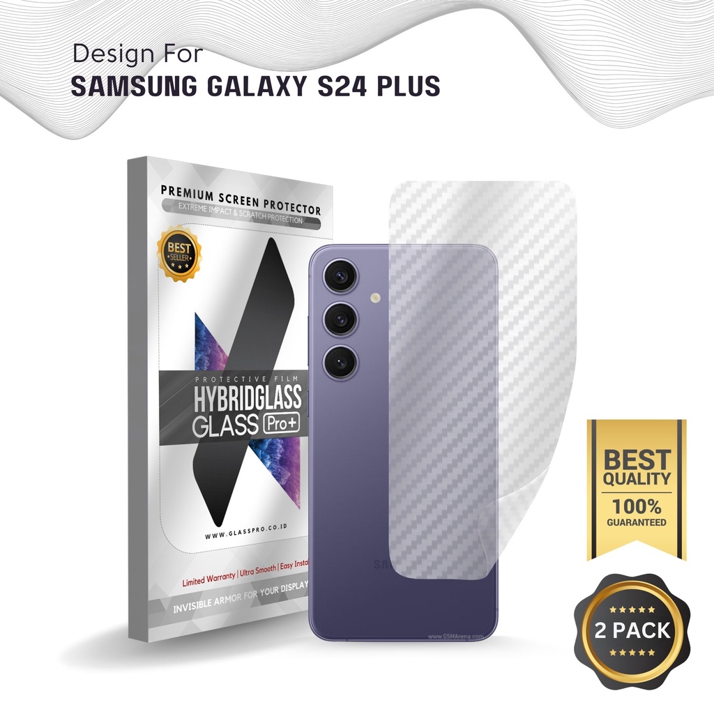 Fiber Guard Screen Protector Samsung Galaxy S24 Plus, 3D Anti Gores Belakang Premium, Carbon Skin Gl