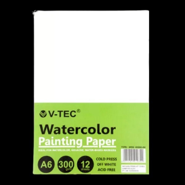 

Vtec Watercolor Painting Paper A6 300gsm 10 lembar V-tec Kertas Cat Air Myarts
