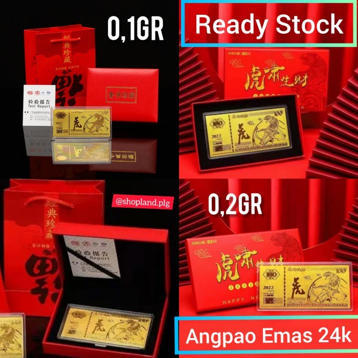 

Angpao Gold 24k 0,1gr 0,2gr SERTIFIKAT Angpao Emas 2022 imlek Macan - 0,2gr box besar