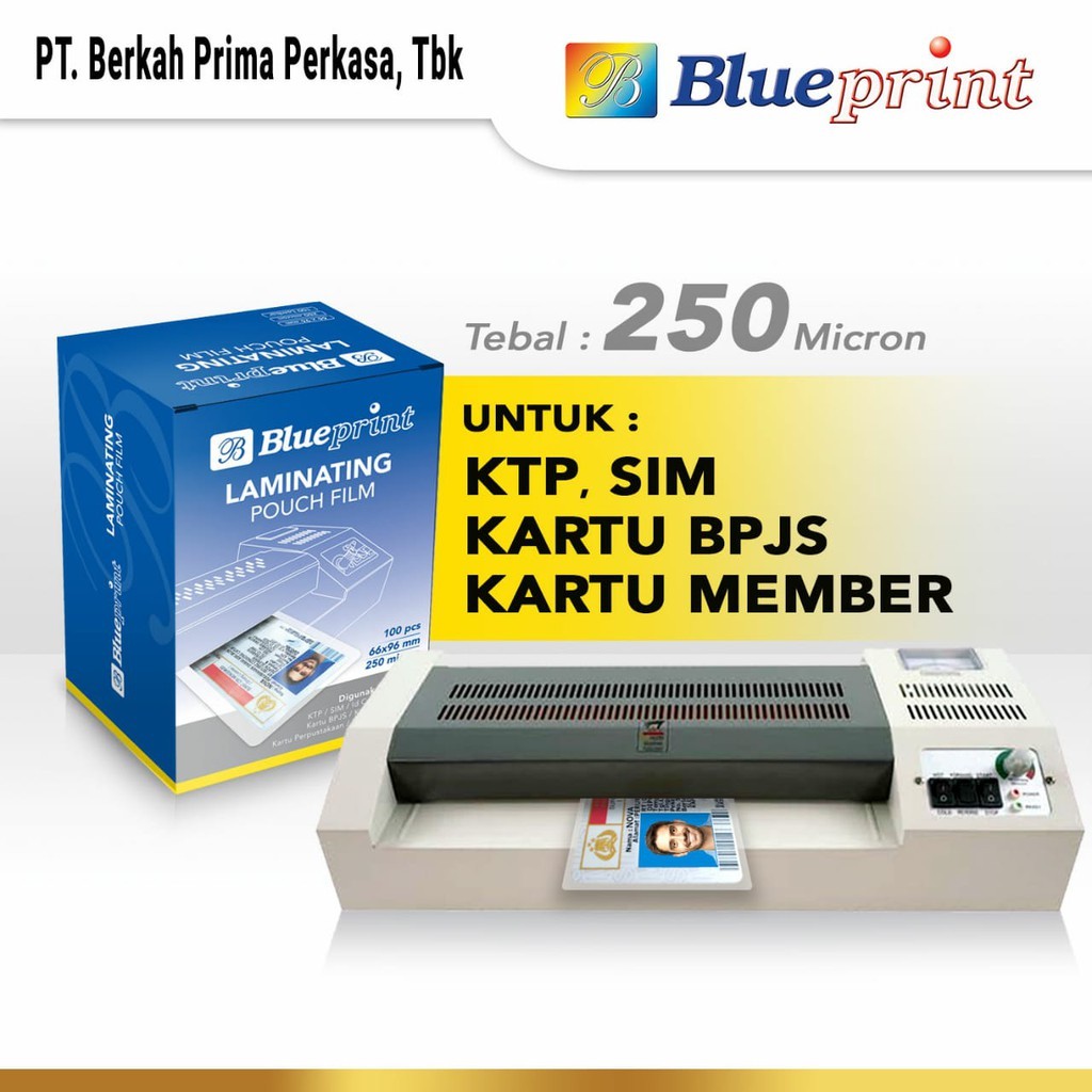 

Plastik Laminating Film Panas BLUEPRINT , Laminating Film 250 Micron ID KTP