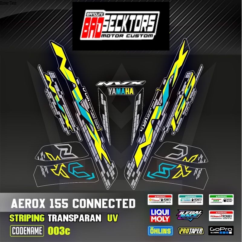 Decal Sticker Striping Variasi Transparan Uv Aerox New NVX 155 Striping Transparan Uv All New Aerox 
