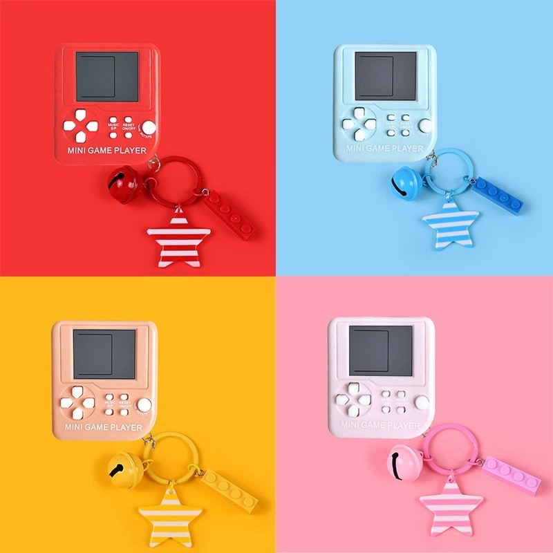 Mini Handheld Game Players Machine Pocket Game Console Built-in 23 Games Use for Key Chain Ring Hold