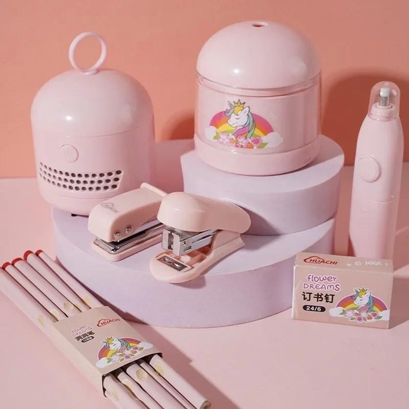 

Electric Pencil Sharpener Set Electronic Stationery Set Erasers Mechanical Cleaner Kit for Children Art School Supplies