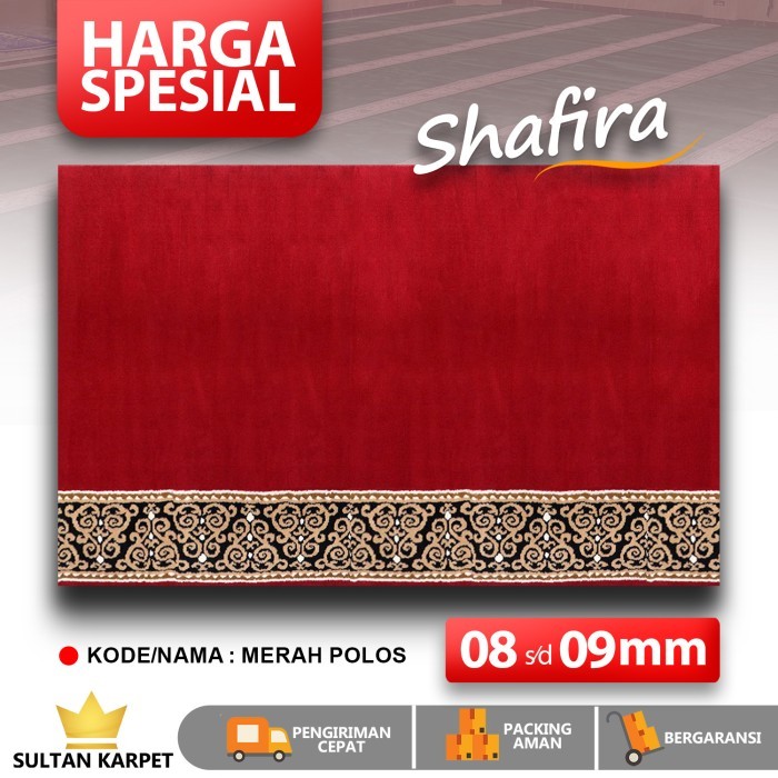 Karpet Masjid Shafira 115 cm/Tebal 09 mm/Karpet Meteran /0,5 Meter - Merah Polos  TERLARIS