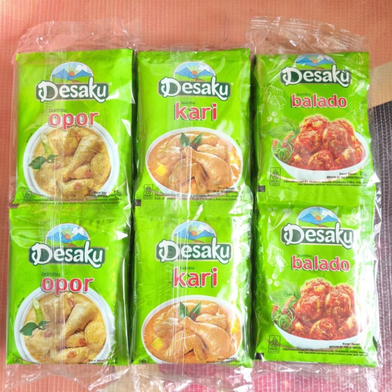 

10 Pcs - DESAKU KARI 15g - DESAKU BALADO 12,5g - DESAKU OPOR 15g - 1 RENCENG