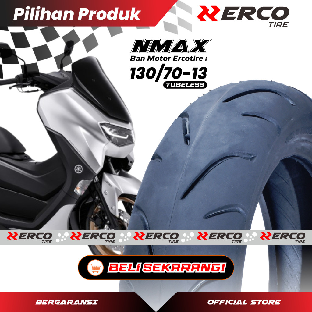 ERCO TIRE Ban Luar Motor Nmax Depan Belakang Tubeless 130/70-13 110/70-13