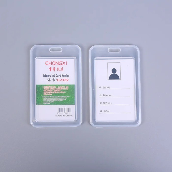 

CHONGXI C-113V Tempat ID Card Holder Cover Card Frame ID NameTag Name Tag Nama 2 Sisi Plastik PVC Model Box Transparant Bening Integrated C-113v Kartu ATM Etoll Emoney Lanyard Gantungan Kunci Retractable Telescopic Keychain Tarik Yoyo Key Ring Belt