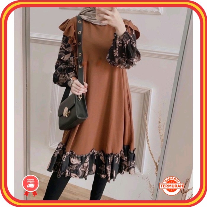 Tunik Cantik Baru Murah Wanita Baju Lebaran Kekinian /safira tunik bahan shakila premium M-L-XL-Xxl 