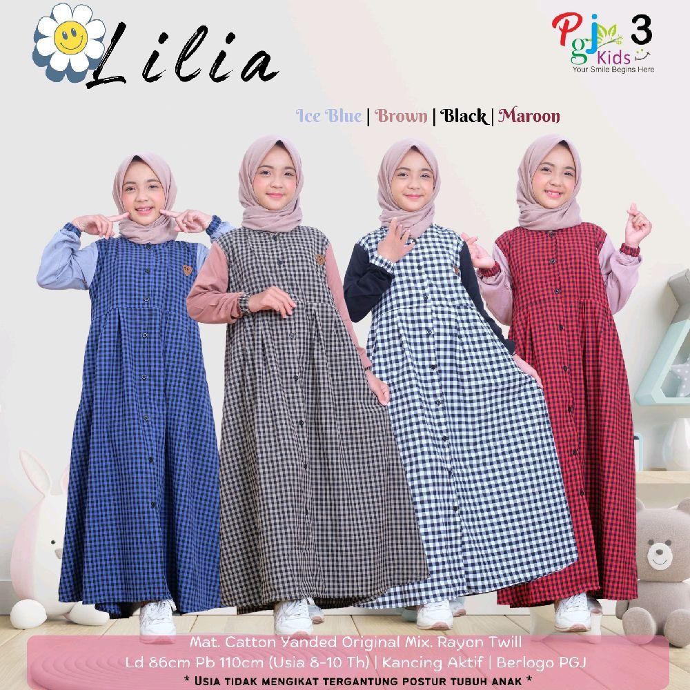 LILIA SET KIDS FASHION CASUAL ANAK BAHAN MAT KATUN YANDED MIX RAYON TWILL PREMIUM ORI BY PGJ KIDS