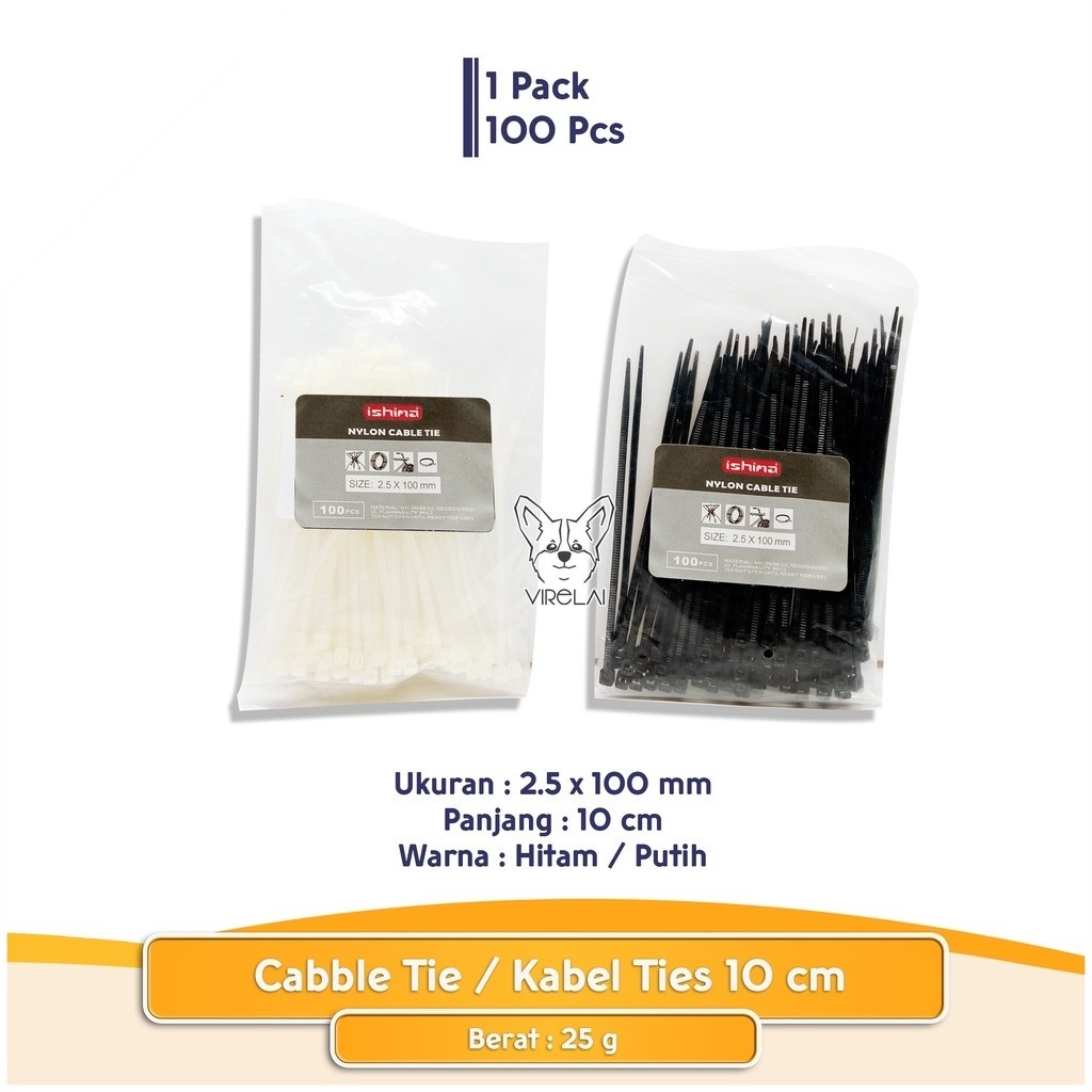 

[100 Pcs] Kabel Ties Cable Tie Ekonomis Murah 3.5 x 250 / 300 / 400 mm [ISHIMA]