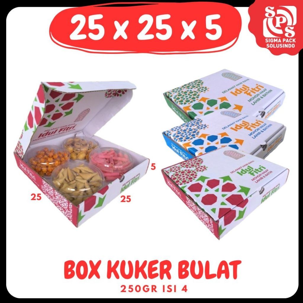 

Box Kue Kering 25x25x5 Isi 4 250 gram Oleh Oleh/Hampers/Souvenir/Pizza/Lebaran/Idul Fitri MEDIAKIT IDN