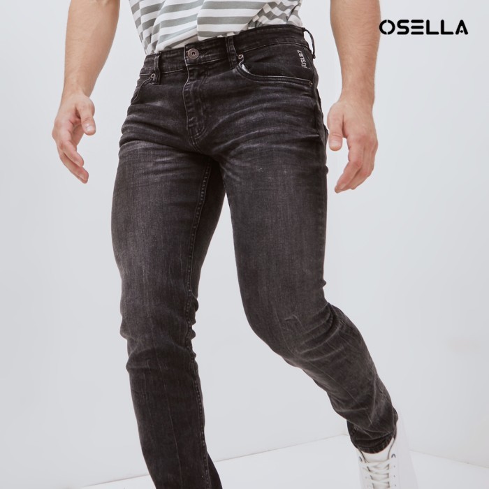 Osella Jaden Slim Fit Jeans In Black Wash 208O501543 |  Celana Jeans Pria