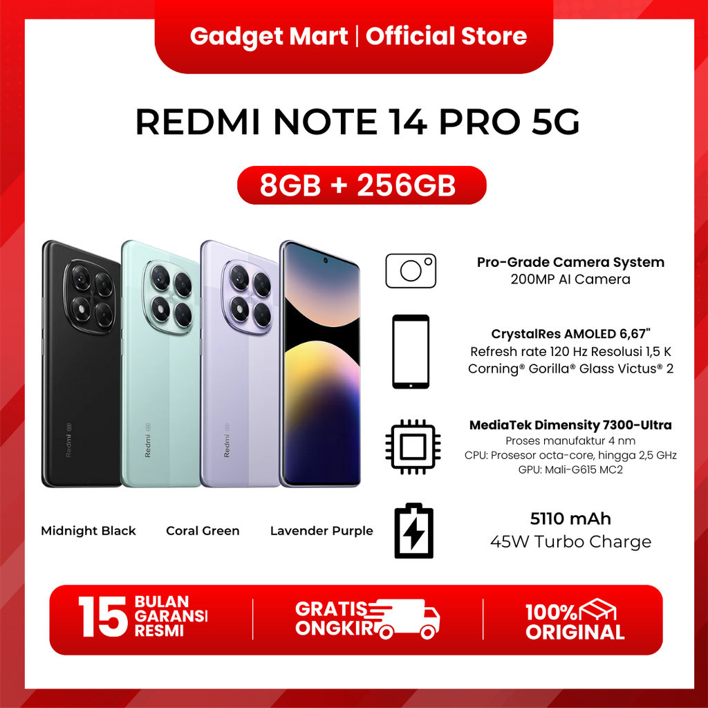 XIAOMI Redmi Note 14 Pro 5G 8/256GB - Garansi Resmi
