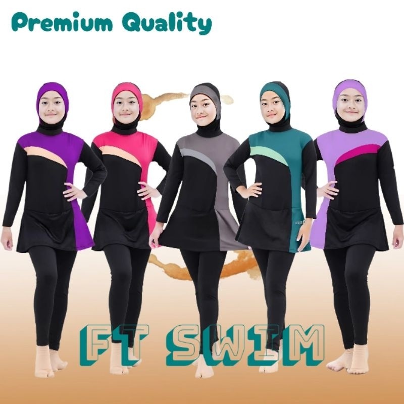 FR54E Baju renang anak perempuan pakaian renang anak TK SD muslimah baju renang anak  muslim swimsui
