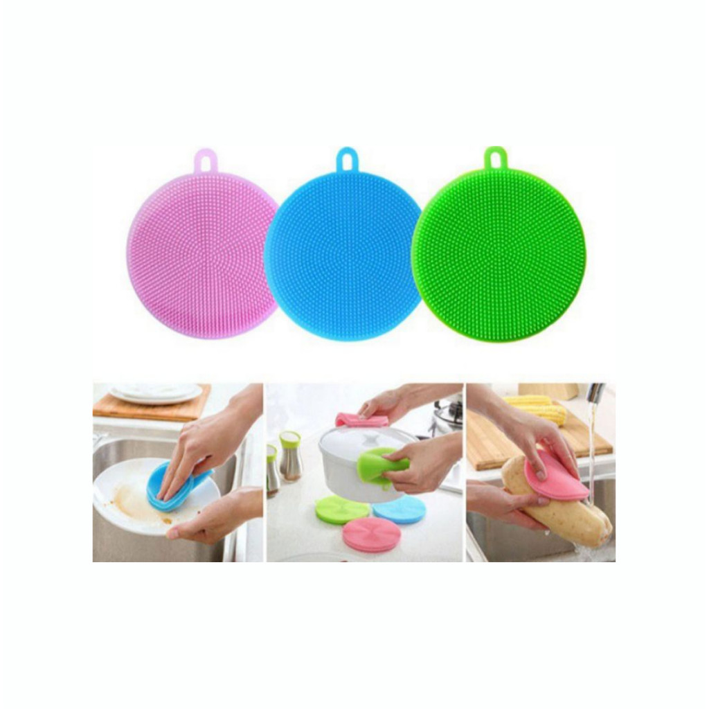 Penggosok Spon Cuci Piring Silikon Anti Lecet / Spons Gerigi